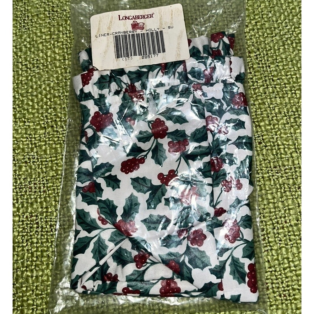 Longaberger Basket liner 1995 CHRISTMAS CRANBERRY Holly
